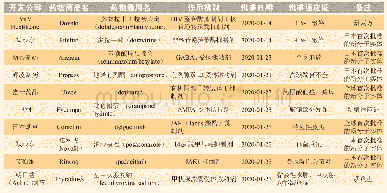 表3 2020年1—2月日本新批准药物