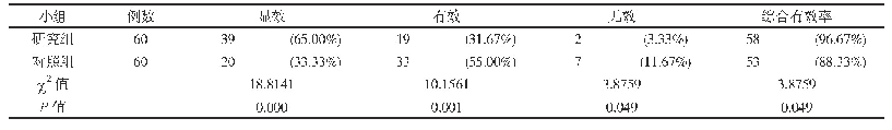 表1 两组患儿治疗有效率对比[例(%)]