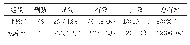 表1 两组患儿临床效果比较[例（%）]