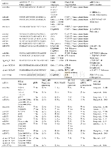 表2 柑橘中miRNA及其验证的靶基因