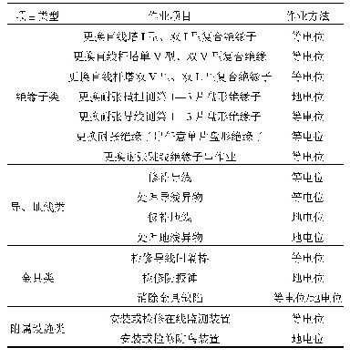 表2 特高压输电线路带电作业项目一览表