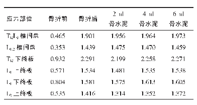 表5 后伸状态不同条件下椎间盘及各终板的最大应力值（MPa)