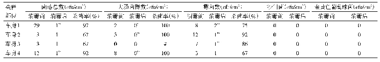 表4 二氯异氰尿酸钠消毒前后车身表面微生物检测结果