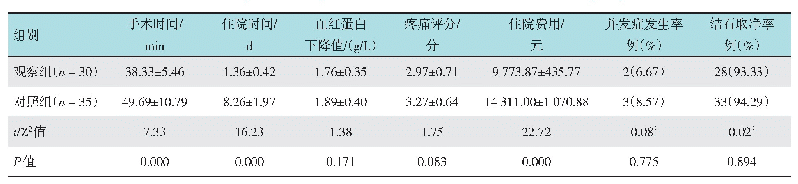 表2 两组患者手术相关指标比较