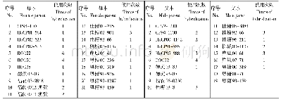 表1 亲本名称及使用次数