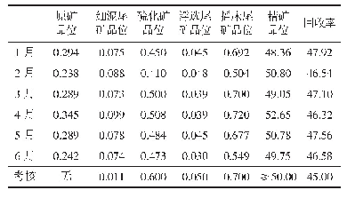 表3 2020年1～6月细泥系统各选矿指标