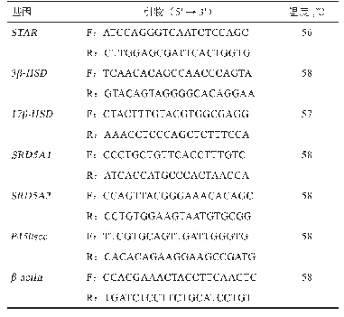 表1 荧光定量PCR所用引物序列