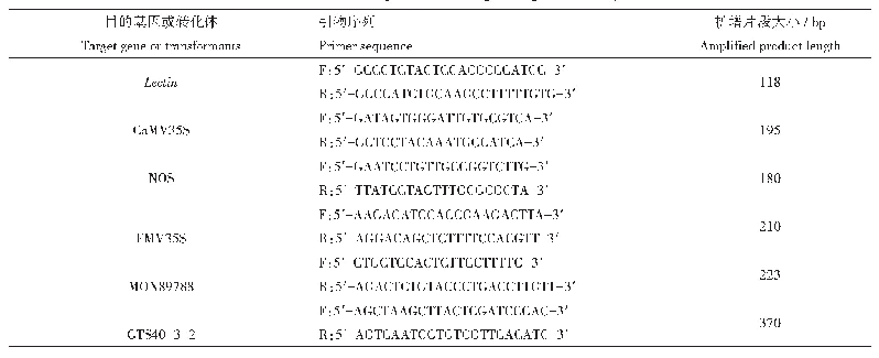 表1 引物序列与扩增产物长度