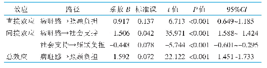 表3 社会支持作为主要照顾者连带病耻感影响照顾负担中介变量的效应分析（n=455)