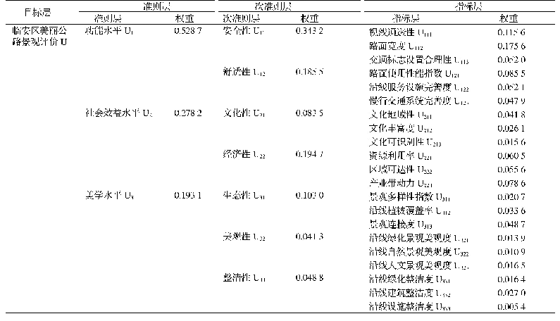 表2 各项指标因子的权重