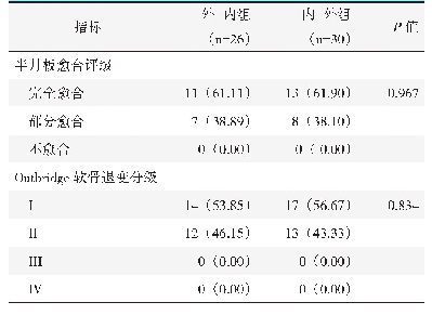 表4 两组患者影像测量结果[例（%）]与比较