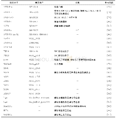 《表1 稻瘟病菌已知效应分子鉴定》