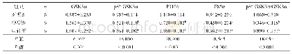 表2 Western blotting检测各组GSK3α、p S21-GSK3α、P110α、P85α蛋白表达水平(/GAPDH)