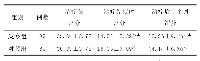 表2 两组寻常型银屑病患者银屑病面积和严重程度指数评分比较(分,±s)