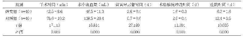 《表1 两组手术相关指标水平比较（±s)》