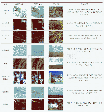 表1 研究区地表类型影像特征