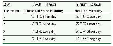 表1 不同光周期处理：光周期对糜子生长发育及叶片内源激素的调控效应