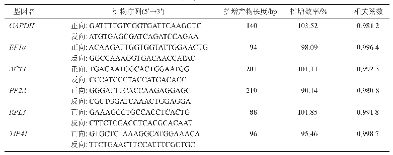 表1 屏边空竹候选内参基因的q RT-PCR引物序列及扩增参数