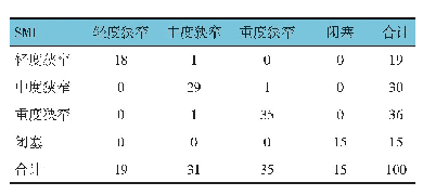 表2 SMI与DSA诊断颈动脉狭窄的一致性比较例