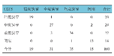 表3 CEUS与DSA诊断颈动脉狭窄的一致性比较例