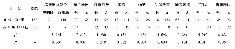 表4 两组影像学特征比较(n)