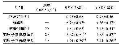 表3 各组大鼠心肌组织MMP-2、p-ERK蛋白水平的比较(分，±s,n=12)