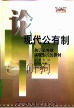 论现代公有制——关于公有制实现形式的探讨   1998年09月第1版  PDF电子版封面    王珏 