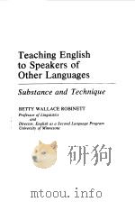 TEACHING ENGLISH TO SPEAKERS OF OTHER LANGUAGES   1978  PDF电子版封面     