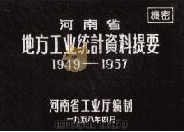 河南省地方工业统计资料提要  1949-1957   1958  PDF电子版封面    河南省工业厅编制 