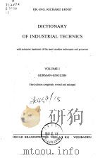 DICTIONARY OF INDUSTRIAL TECHNICS     PDF电子版封面     