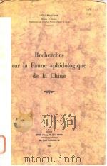 Recherches sur la Faune aphidologique de la Chine     PDF电子版封面     