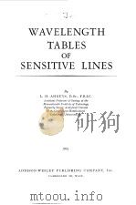 Wavelength Tables of Sensitive Lines 1954     PDF电子版封面     