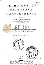 TECHNIQUE OF MICROWAVE MEASUREMENTS（ PDF版）