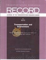 NO.1670 Transportation and Environment     PDF电子版封面     