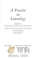 A Treatise on Limnology VOLUME 1 GEOGRAPHY，PHYSICS，AND CHEMISTRY     PDF电子版封面     