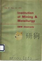 Institution of Mining & Metallurgy  Vol.23 Nos.1-6 1973     PDF电子版封面     