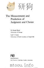 The Measurement and Prediction of Judgment and Choice     PDF电子版封面     