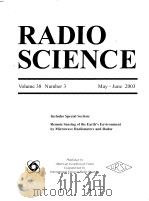 RADIO SCIENCE  Volume 38  Number 3     PDF电子版封面     