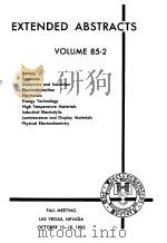 EXTENDED ABSTRACTS VOLUME 85-2（ PDF版）