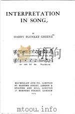 INTERPRETATION IN SONG   1912  PDF电子版封面     