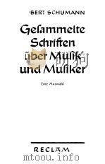 Gesammelte Schriften uber Musik und Musiker  Eine Auswahl     PDF电子版封面     