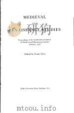 MEDIEVAL AND RENAISSANCE STUDIES   1982  PDF电子版封面  0822304570  Frank Tirro 
