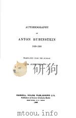 AUTOBIOGRAPHY OF ANTON RUBINSTEIN 1829-1889（1890 PDF版）