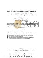 JOINT INTERNATIONAL CONFERENCE ON CREEP  VOLUME 1     PDF电子版封面     
