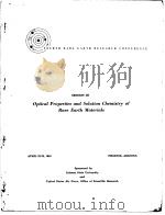 OPTICAL PROPERTIES AND SOLUTION CHEMISTRY OF RARE EARTH MATERIALS SESSION Ⅲ     PDF电子版封面     