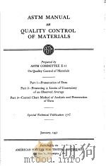 ASTM MANUAL ON QUALITY CONTROL OF MATERIALS     PDF电子版封面     