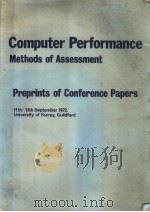 Computer Porformance Methods of Assessment  Preprints of Conference Papers     PDF电子版封面     