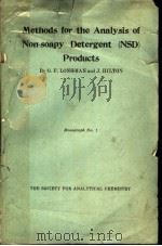 METHODS FOR THE ANALYSIS OF NONSOAPY DETERGENT     PDF电子版封面    G·F·LONGMAN 