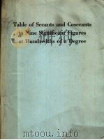 TABLE OF SECANTS AND COSECANTS TO NINE SIGNIFICANT FIGURES AT HUNDREDTHS OF A DEGREE（ PDF版）