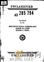 ARMED SERVICES TECHNICAL INFORMATION AGENCY ARLINGTON HALL STATION ARLINGTON 12 VIRGINIA AD 285 794     PDF电子版封面     